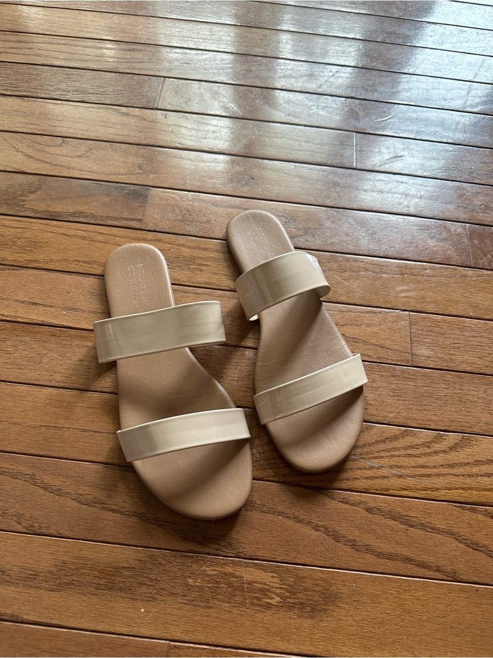 LC Lauren Conrad Nude Double-Strap Slide Sandals